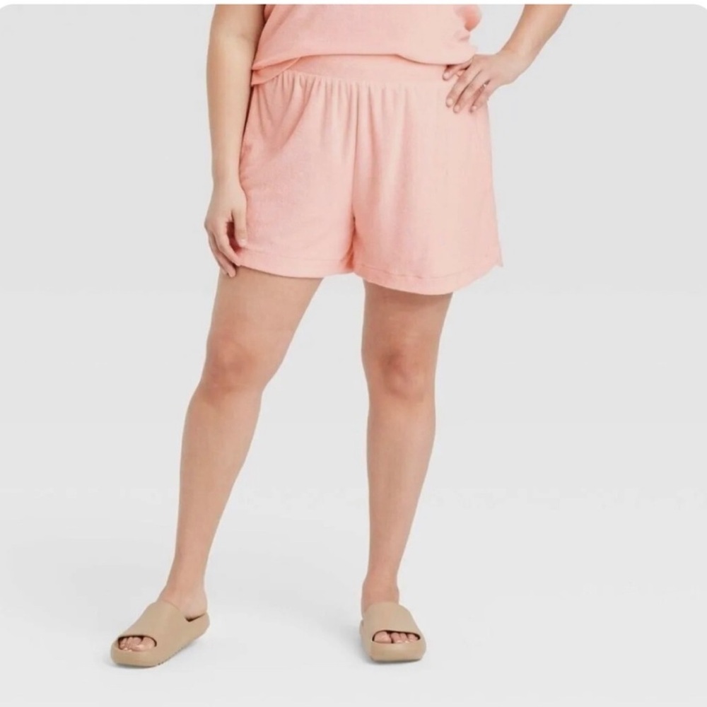 a new day Pink Mid-Rise Terry Fabric Shorts